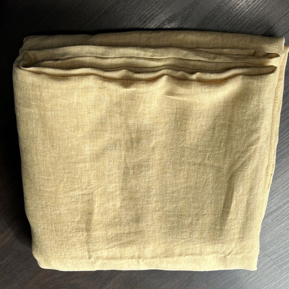 West Elm 100% Linen Duvet Cover 88x92 Standard Full Queen Yellow Button Closure
